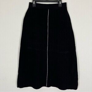 Zara Heavy Knit Midi Skirt- Black with White Front Stripe- Size Medium